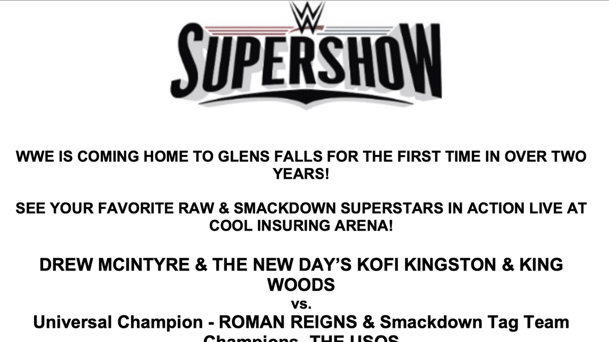 WWE Supershow to Hit Glens Falls on January 8th