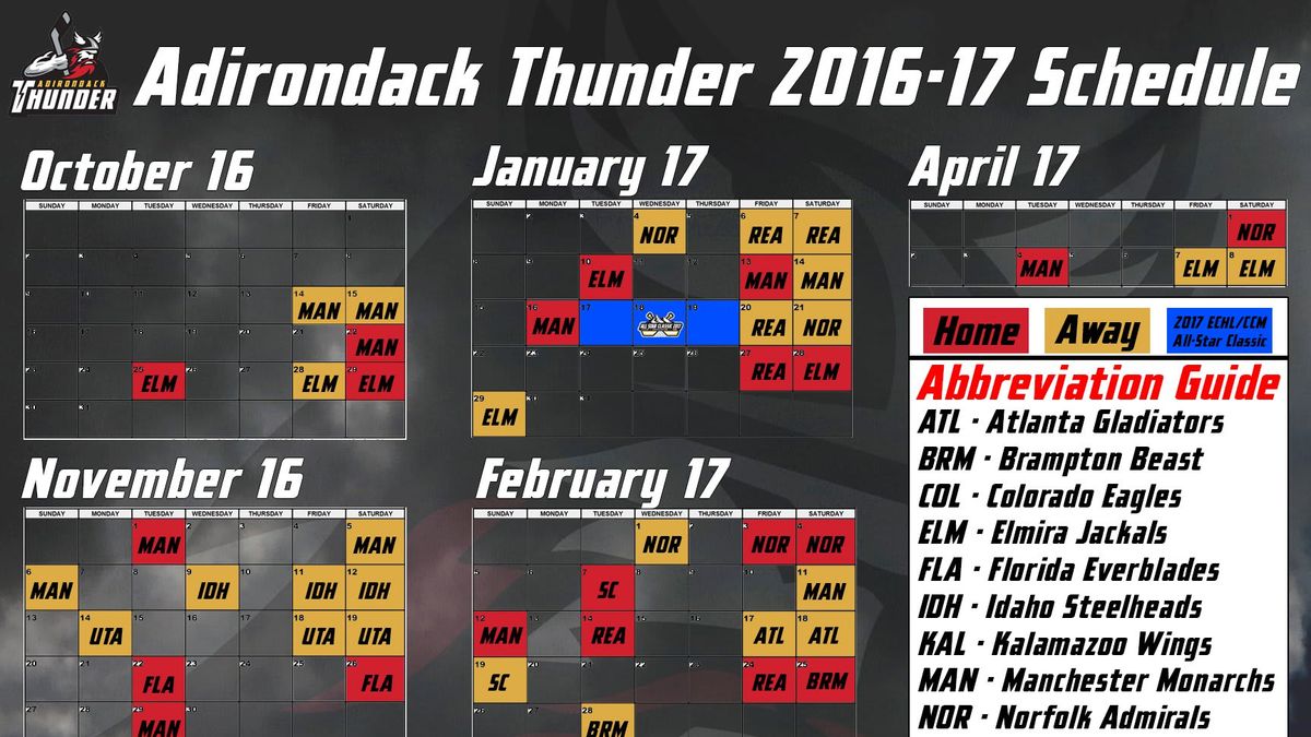 THUNDER ANNOUNCE 2016-17 SCHEDULE