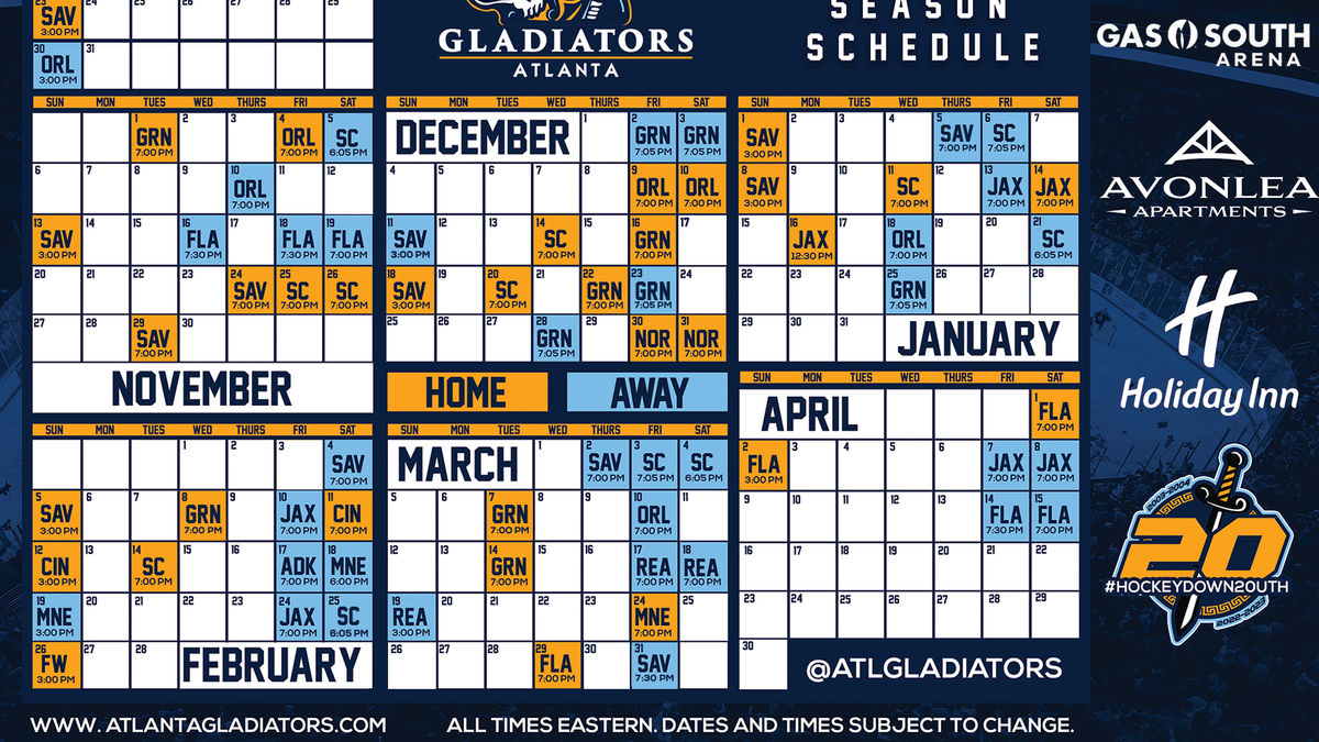 Gladiators Announce Schedule Changes