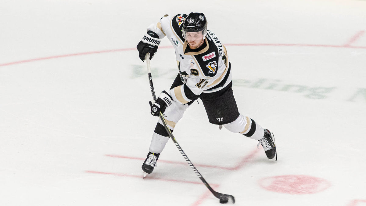 Action photo of Cody Sylvester of the Wheeling Nailers