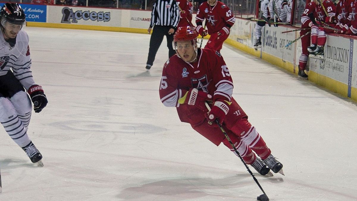 Action photo of Corey Mackin of the Allen Americans