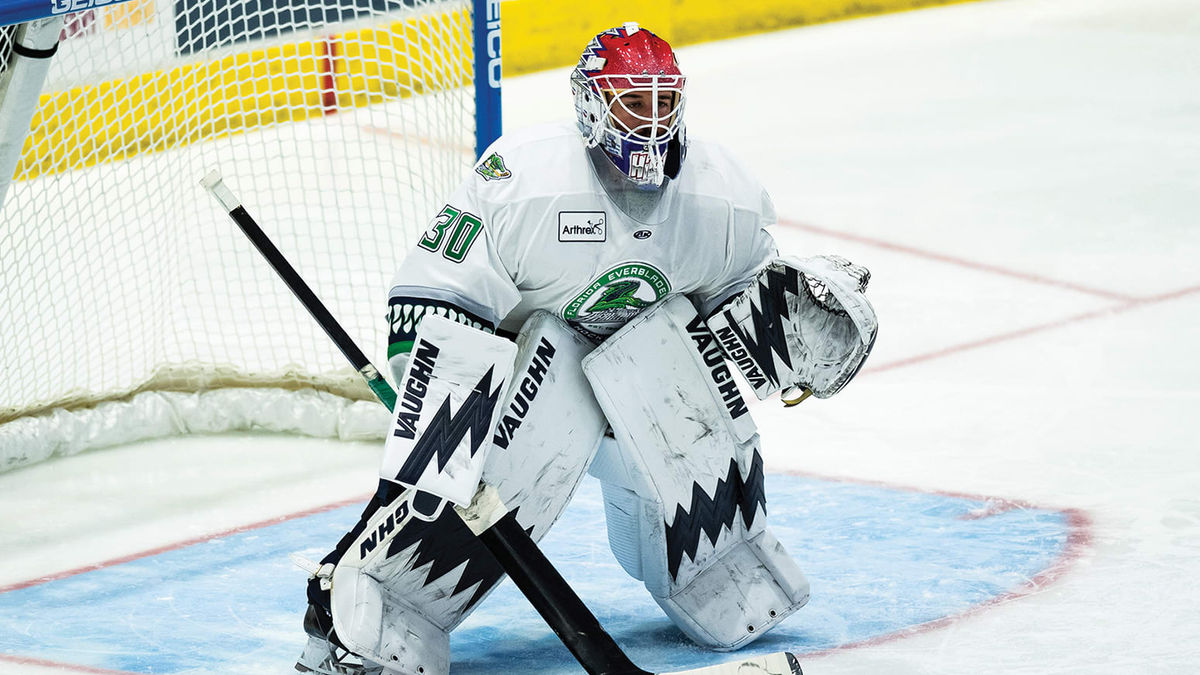 Action photo of Jake Hildebrand of the Florida Everblades
