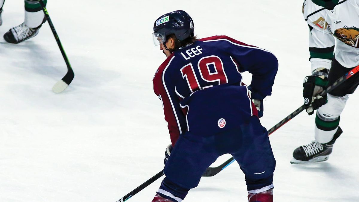 Action photo of Jackson Leef of the Tulsa Oilers