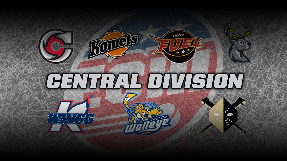 Logos of the ECHL Central Division teams