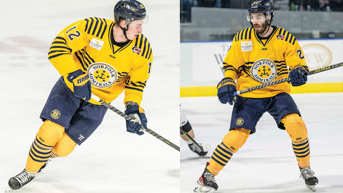 Action photos of Danny Katic and Ryan Foss of the Norfolk Admirals