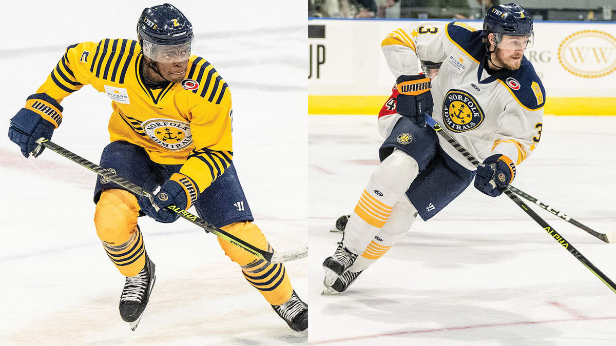 Action photos of Darick Louis-Jean and D.J. King of the Norfolk Admirals