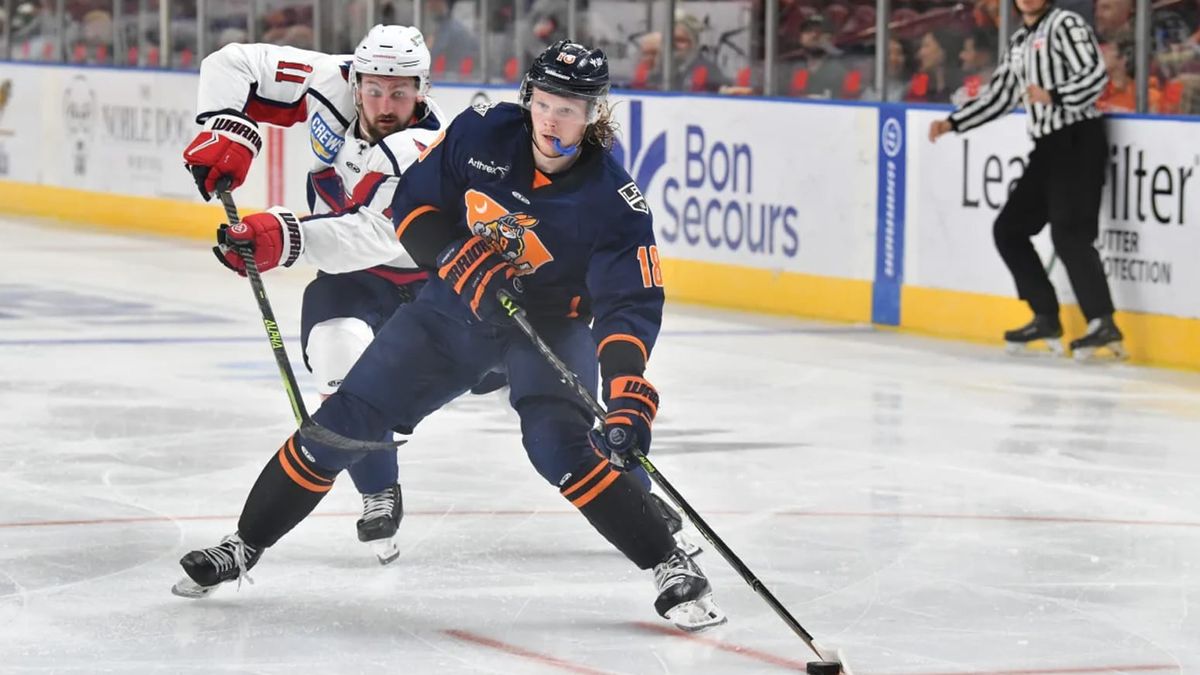 Action photo of Carter Souch of the Greenville Swamp Rabbits