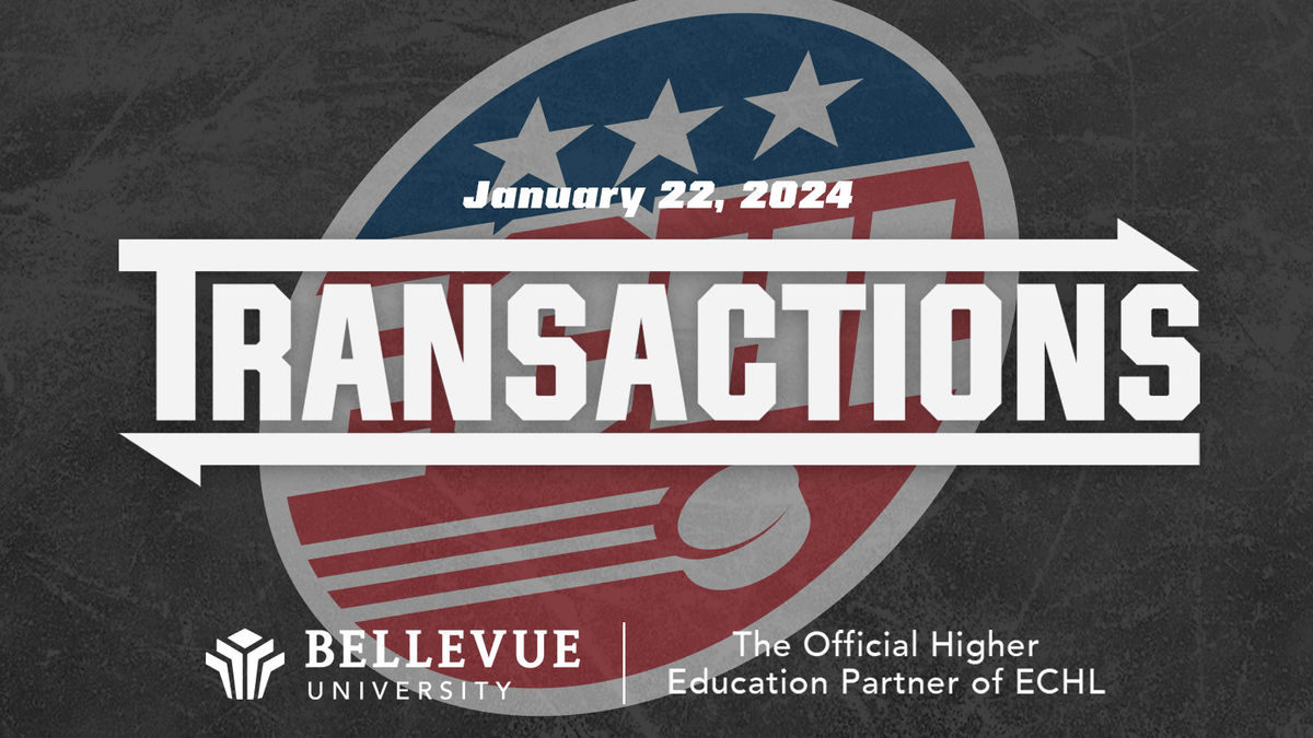 ECHL transactions with Bellevue University logo and today&#039;s date