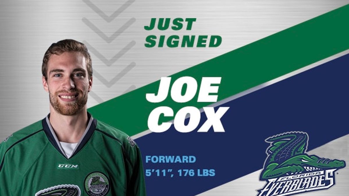Everblades Agree to Terms with Joe Cox for 2018-19 Season