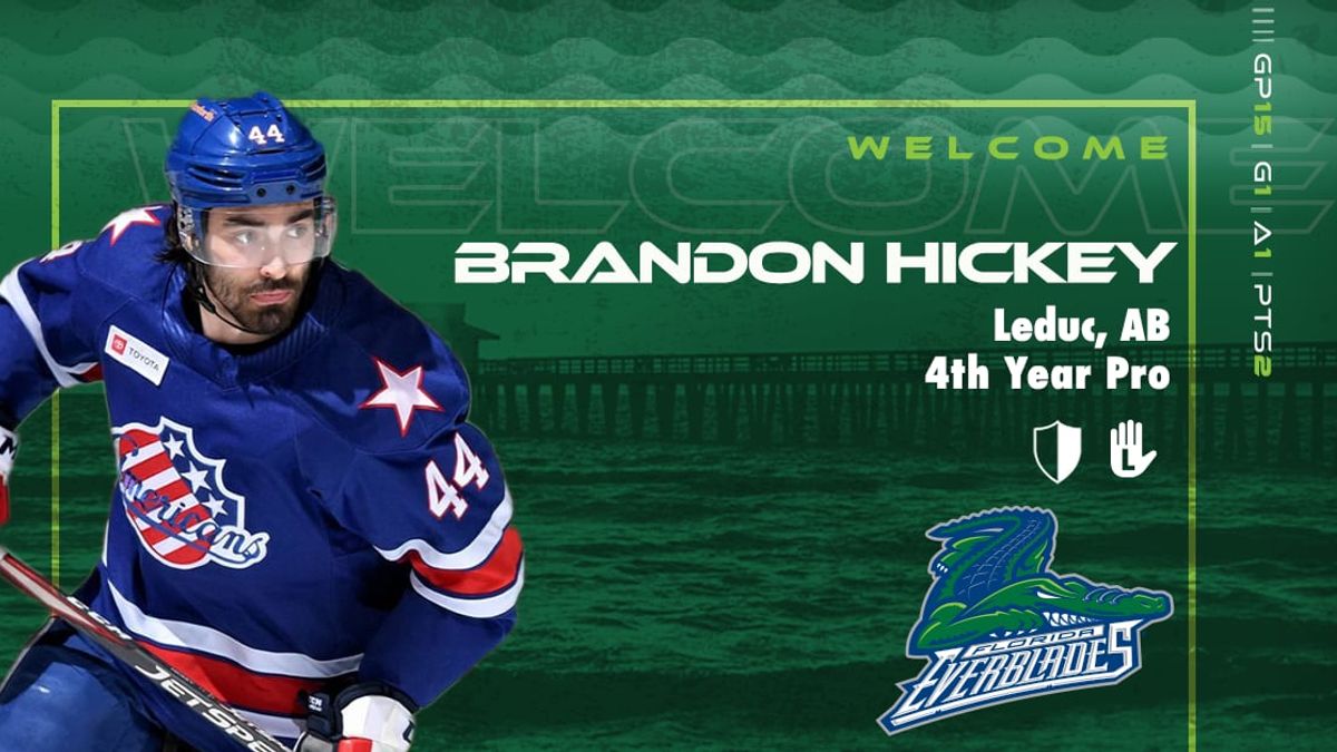 Everblades Agree to Terms with Defenseman Brandon Hickey