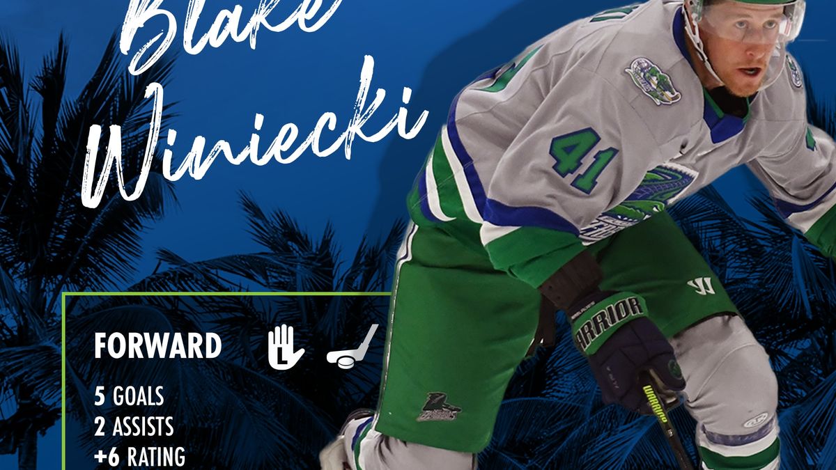 Forward Blake Winiecki Named Inglasco ECHL Player of the Week