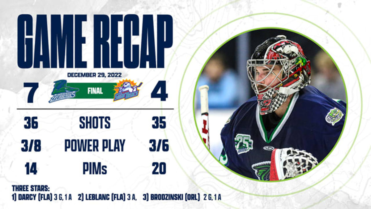 Everblades Take 3-0 Series Lead Behind Johnson’s Second Playoff Shutout