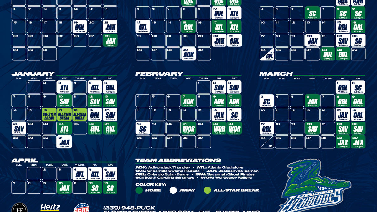 Florida Everblades Release 2023-24 Schedule