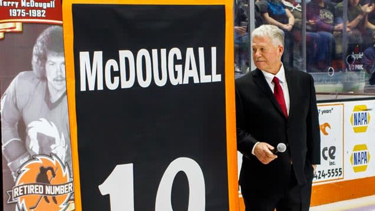 McDougall&#039;s #19 retired to rafters of the Coliseum