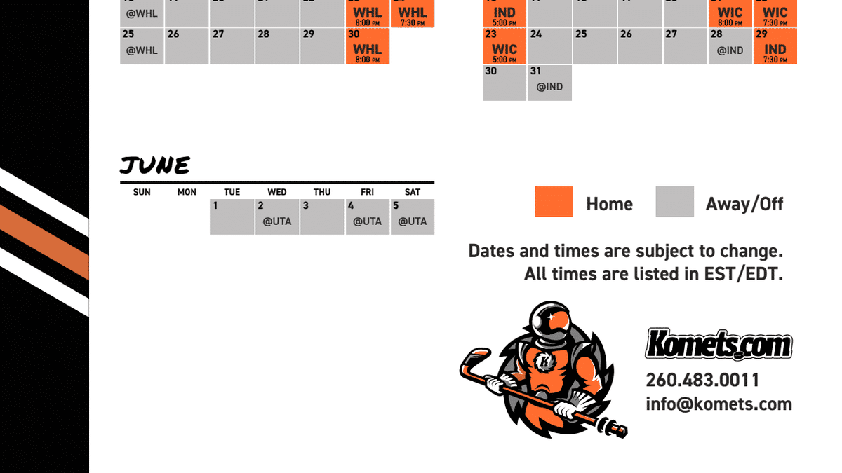 Komets announce remaining 2020-21 schedule