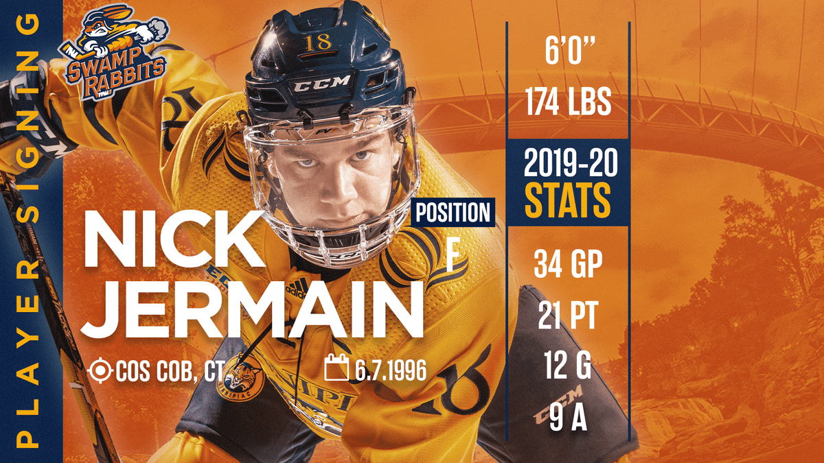 Former Quinnipiac Captain Nick Jermain Signs With Swamp Rabbits
