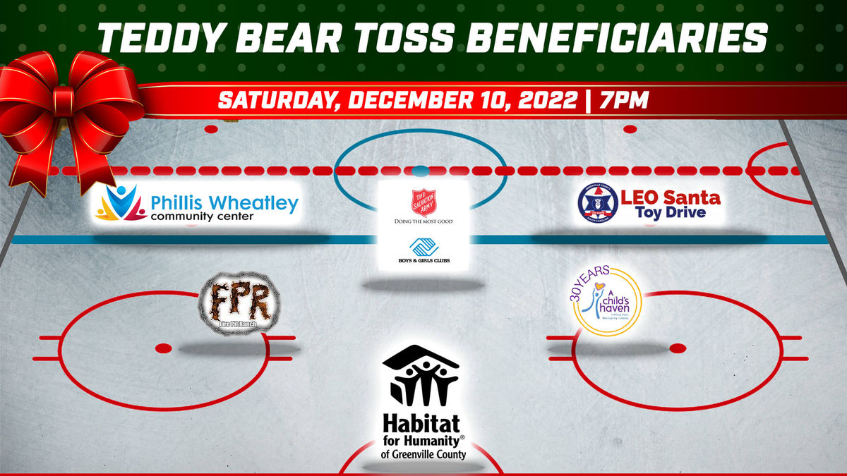 SWAMP RABBITS ANNOUNCE BENEFICIARIES OF THE 2022 TEDDY BEAR TOSS PRESENTED BY SWAMP RABBIT MOVING