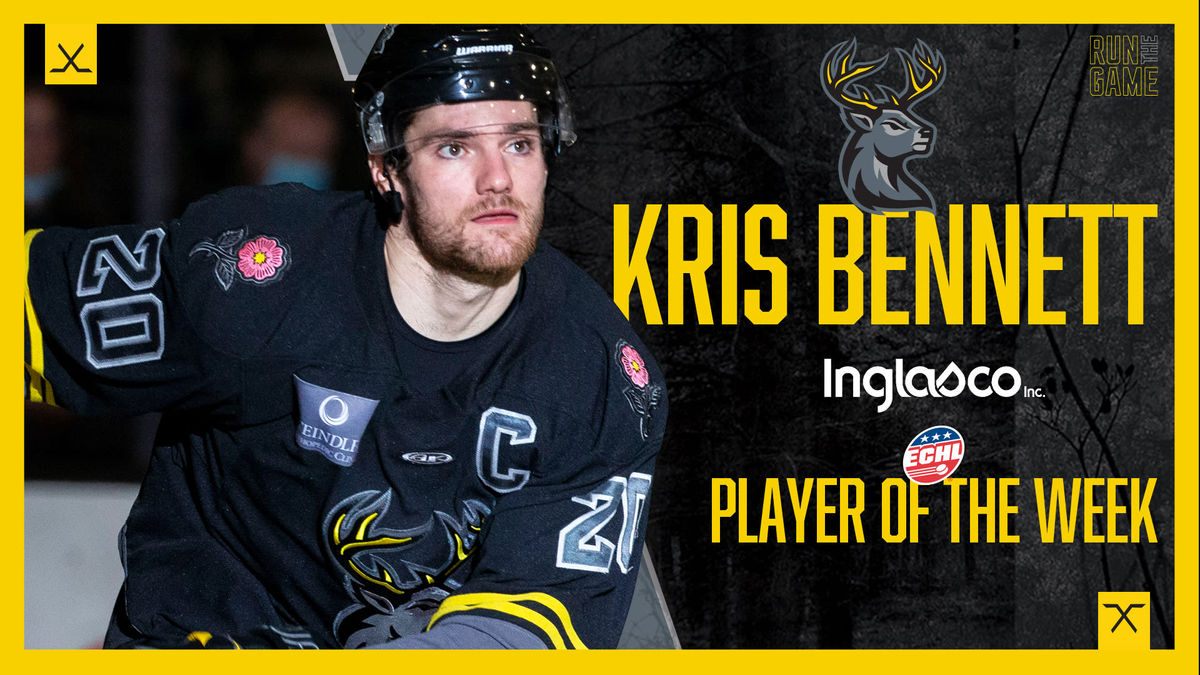 Captain Kris Bennett named ECHL Player of the Week