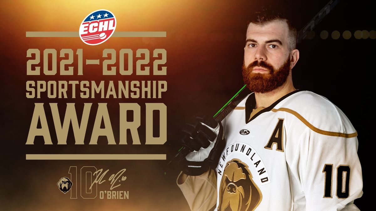 Zach O&#039;Brien captures 2021-22 ECHL Sportsmanship Award