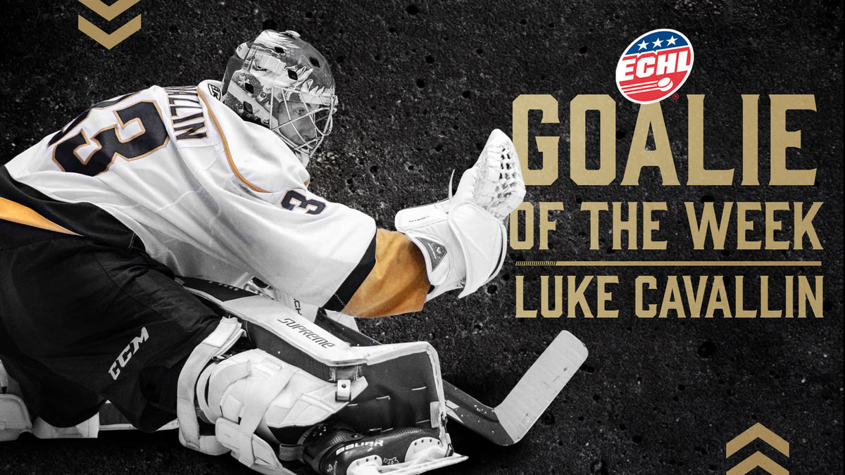 Luke Cavallin named Warrior Hockey ECHL Goaltender of the Week