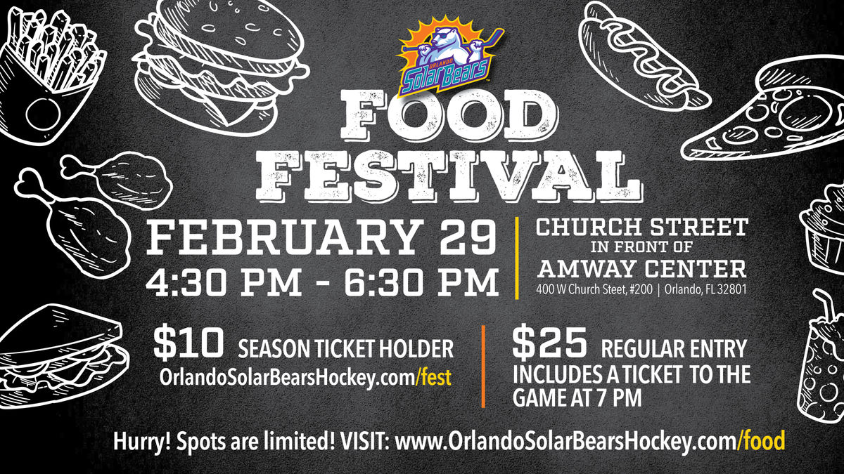 Restaurant and vendor lineup announced for inaugural Orlando Solar Bears Food Festival