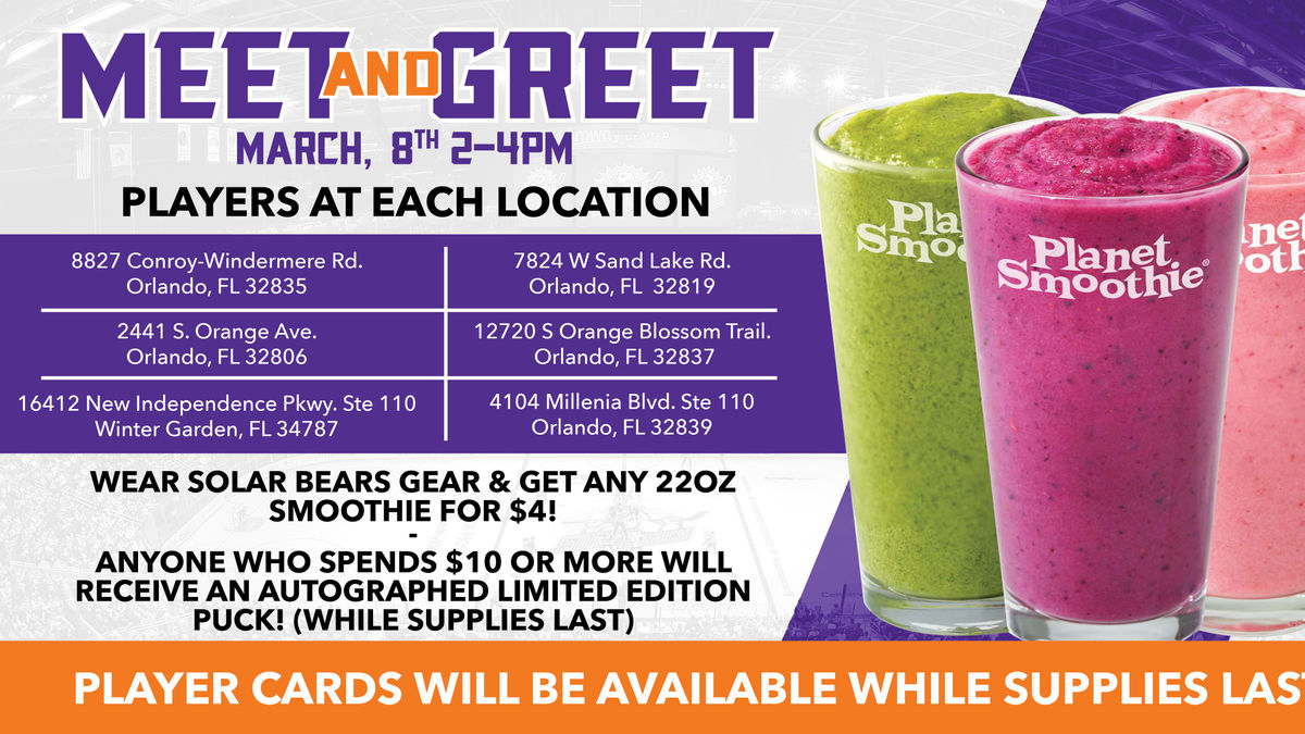 Solar Bears to appear at Planet Smoothie locations