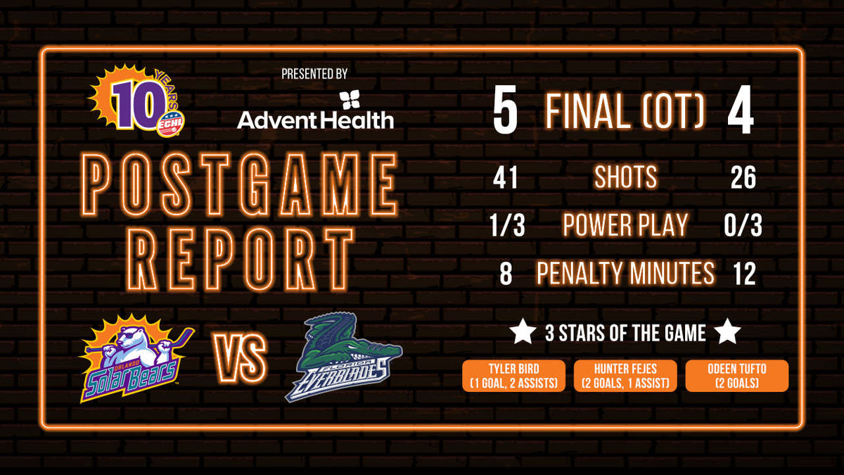 Solar Bears bounce back with 5-4 OT win over Everblades