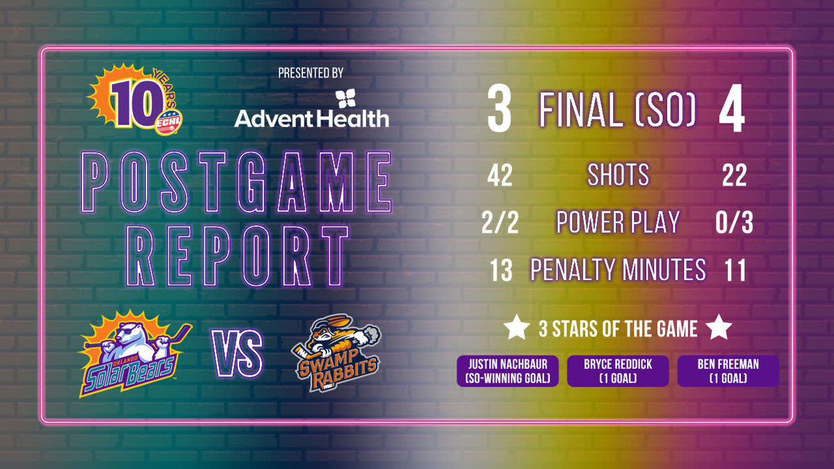 Solar Bears pick up critical point in 4-3 shootout loss to Swamp Rabbits