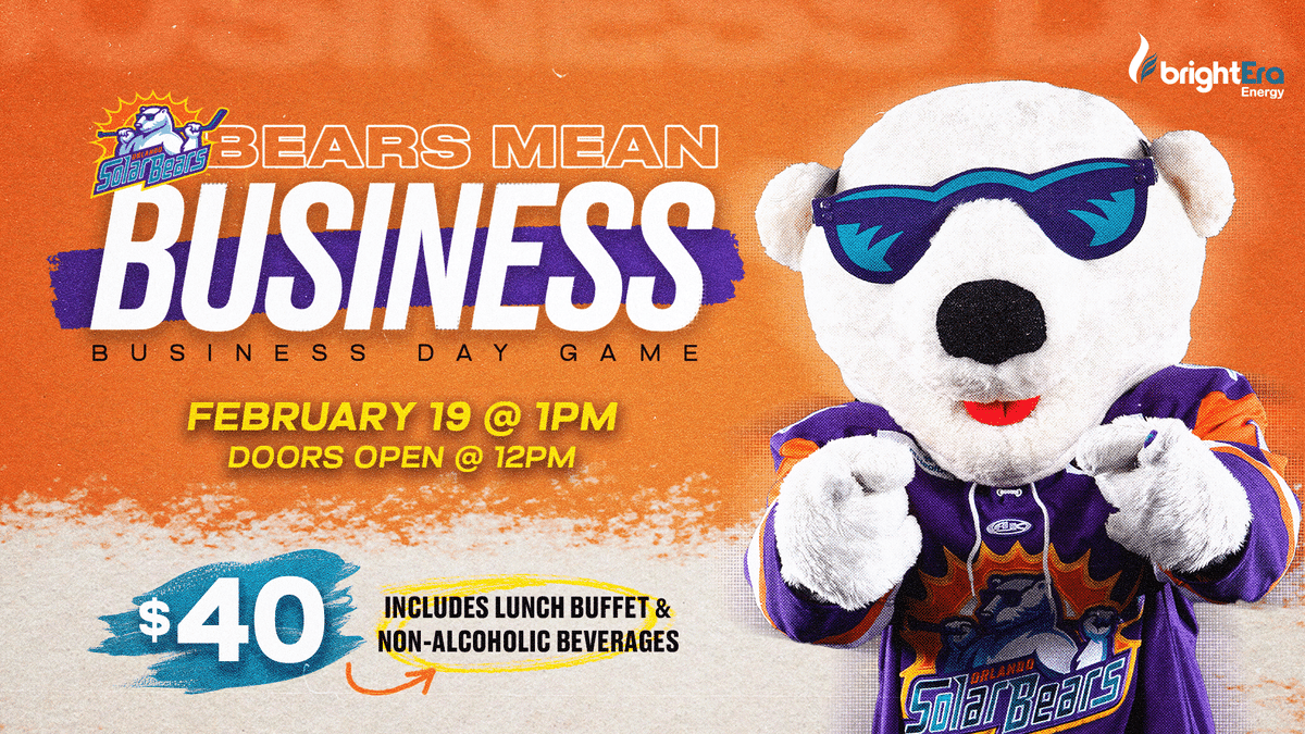 Solar Bears Announce First Ever Business Day Game Feb. 19 at 12PM