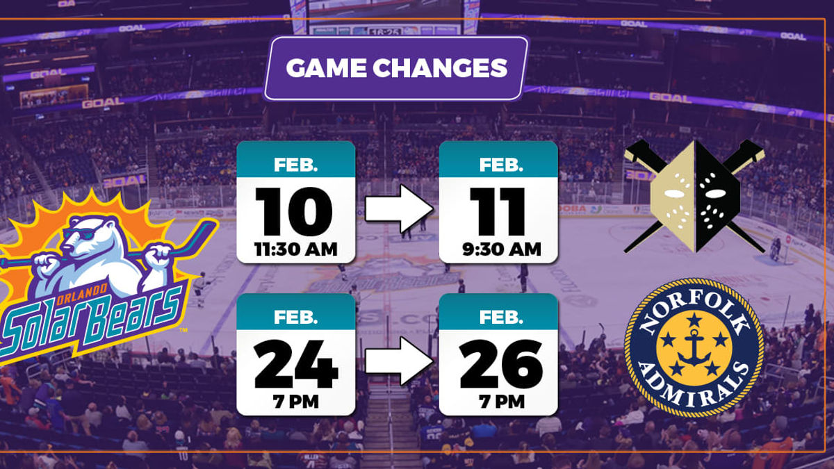 Solar Bears announce two game date changes