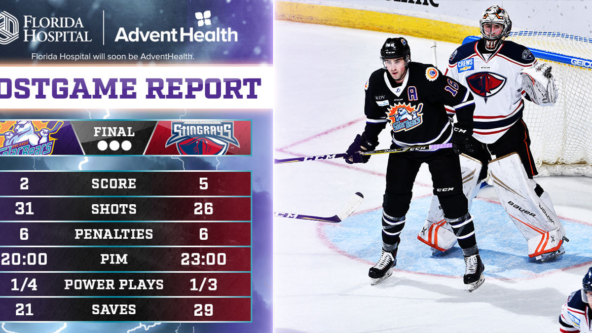 Rally falls short for Solar Bears in 5-2 loss to Stingrays