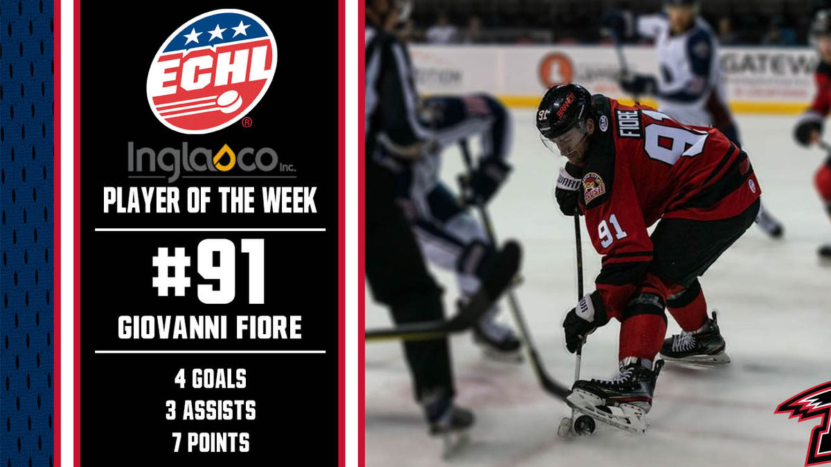 FIORE NAMED INGLASCO ECHL PLAYER OF THE WEEK