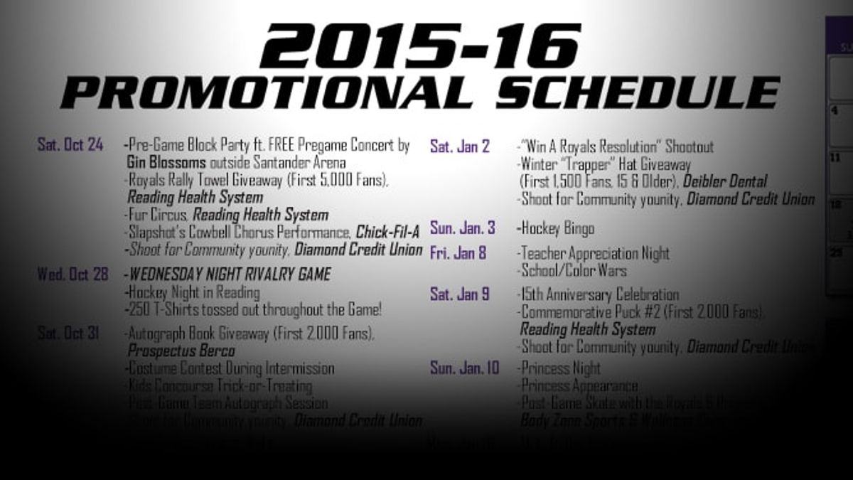 Royals Announce 2015-16 Promotional Calendar