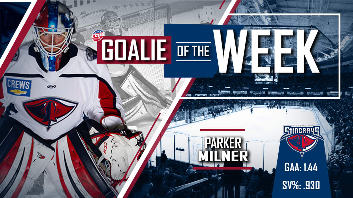 Parker Milner Named Warrior Hockey ECHL Goaltender of the Week