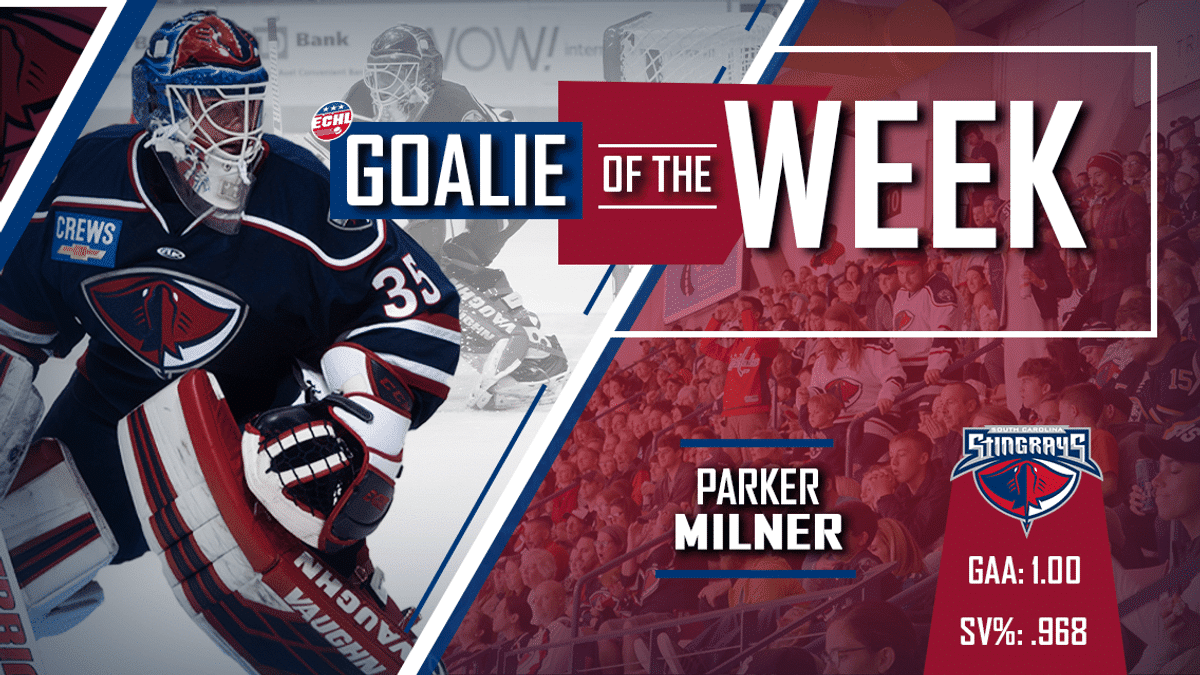Milner Named ECHL Goaltender of the Week