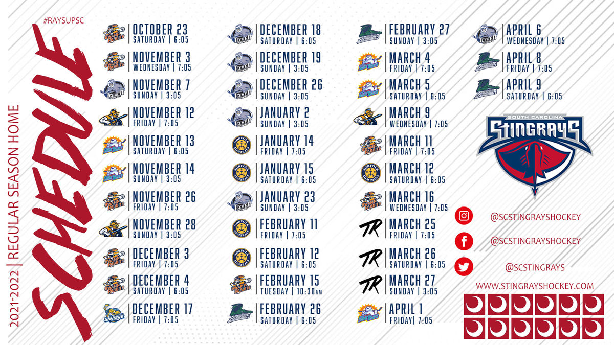 Stingrays, ECHL Unveil Full Schedule For 2021-22 Season