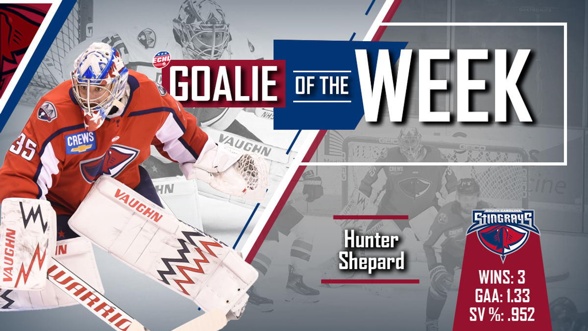 Hunter Shepard Named ECHL Goaltender of the Week