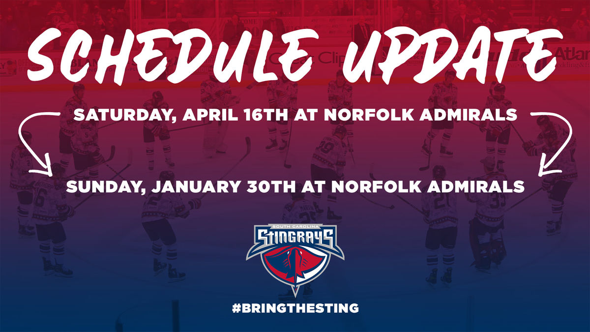 Stingrays Announce Date Change with Norfolk