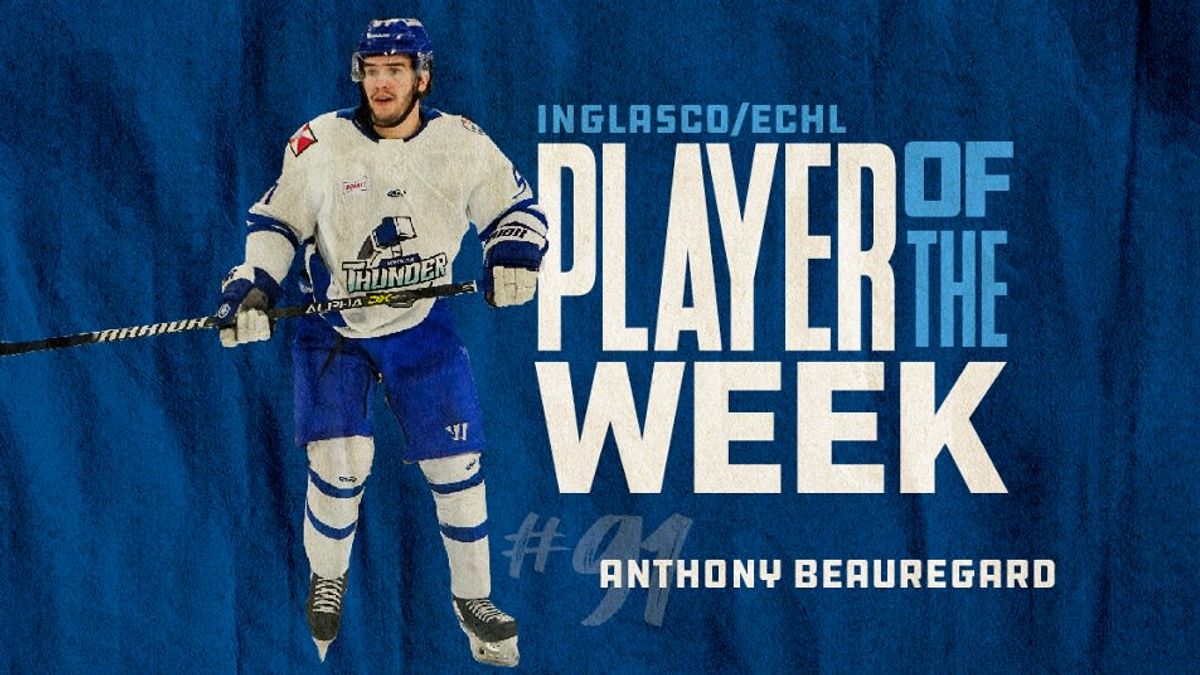 Beauregard Named Inglasco ECHL Player of the Week