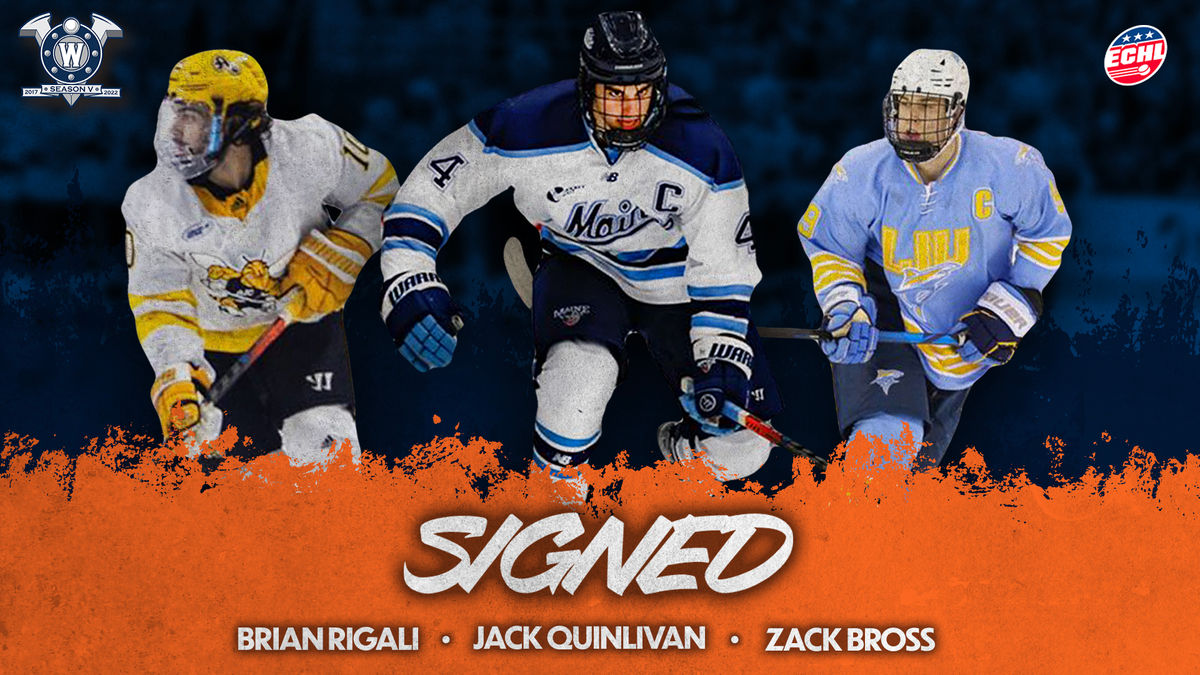 Worcester Railers HC Sign Forwards Rigali, Quinlivan, and Bross