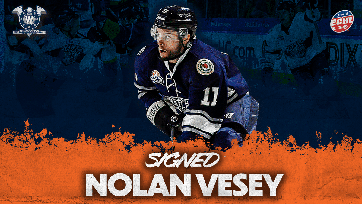 WORCESTER RAILERS HC RE-SIGN FORWARD NOLAN VESEY FOR 2022-23 SEASON