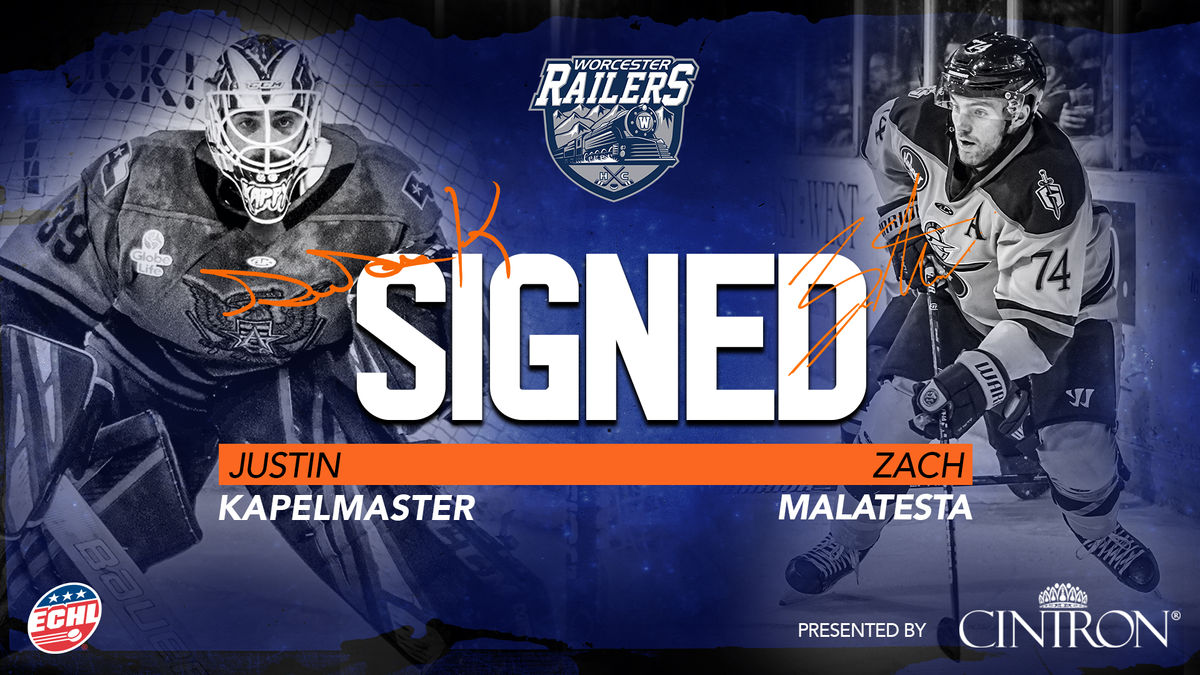 Worcester Railers HC sign goaltender Justin Kapelmaster and defenseman Zach Malatesta for 2021-22 season