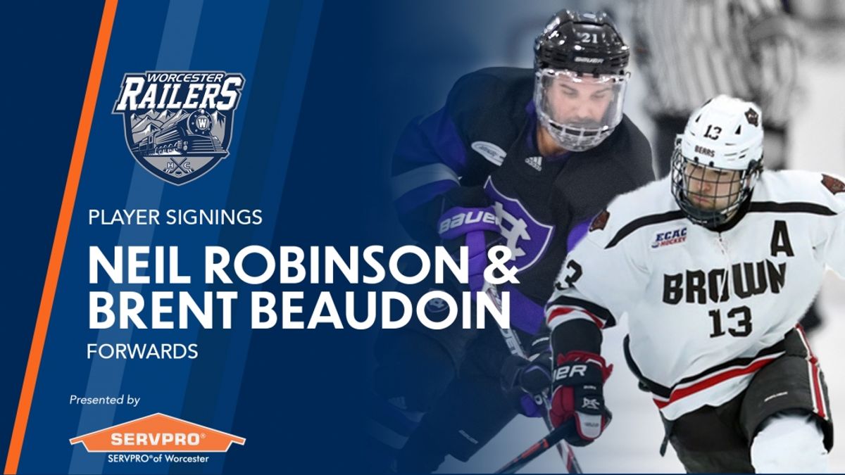 Worcester Railers HC sign rookie forwards Brent Beaudoin and Neil Robinson for 2020-21 season