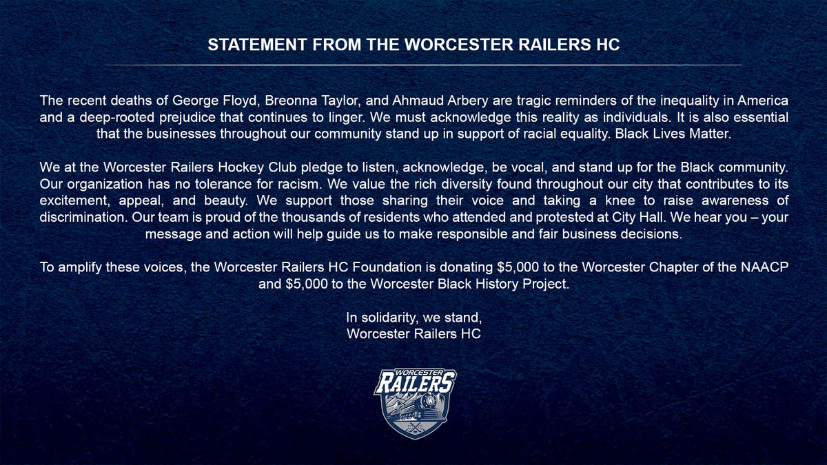 A Statement From the Worcester Railers HC