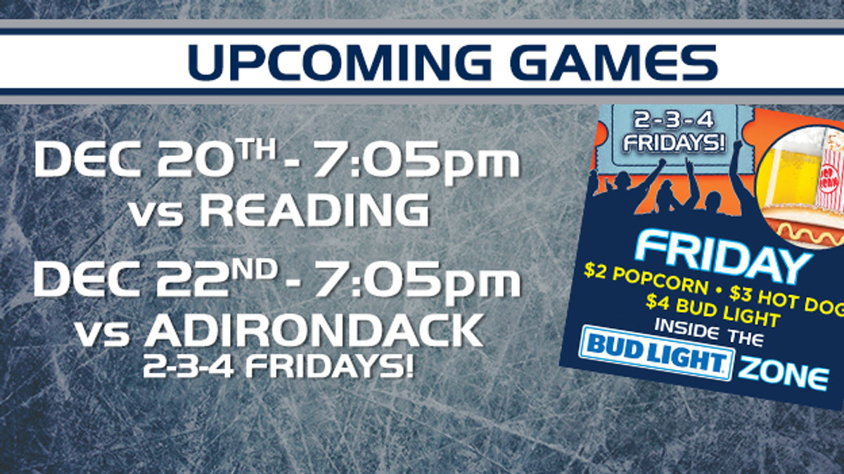 Close out the holidays with the Worcester Railers Hockey Club with two games this week!