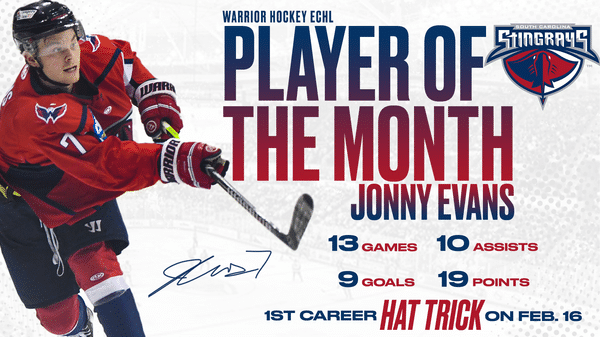 JONNY EVANS NAMED ECHL PLAYER OF THE MONTH